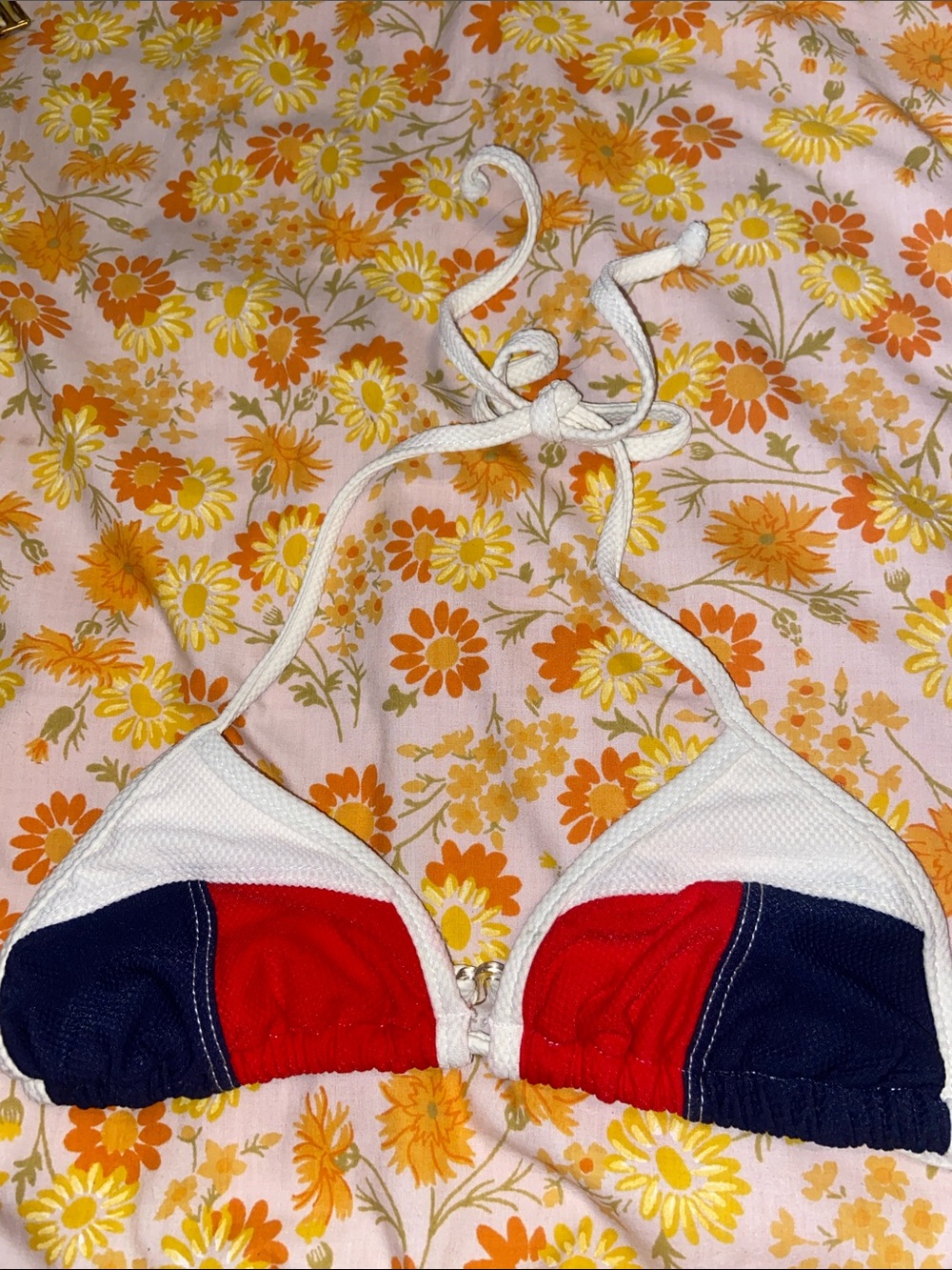 VTG SURFSIDE RED WHITE & BLUE TRIANGLE Bikini Top (ONLY)